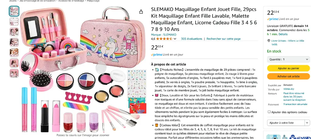 Screenshot 2024-10-13 at 18-58-40 SLEMAKO Maquillage Enfant Jouet Fille 29pcs Kit Maquillage Enfant Fille Lavable Malette Maquillage Enfant Licorne Cadeau Fille 3 4 5 6 7 8 9 10 Ans Amazon.com.be Jouets.webp