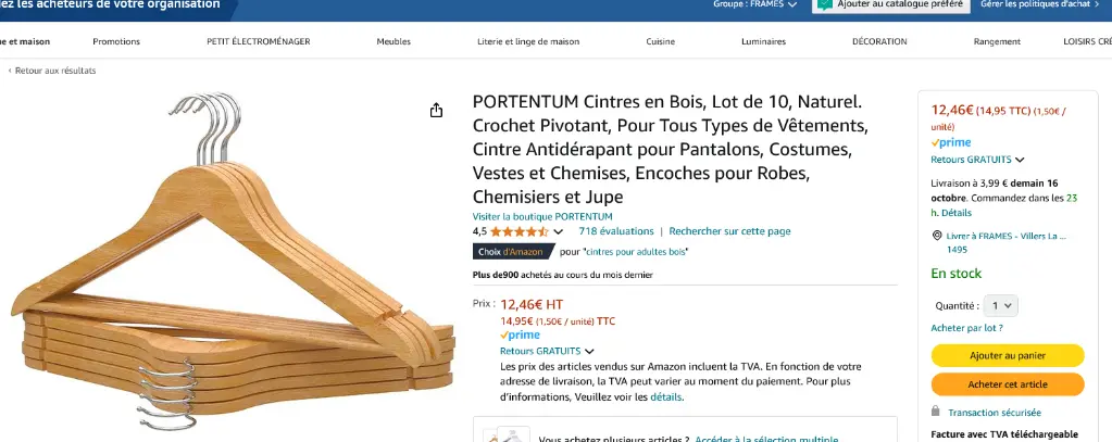 Screenshot 2024-10-15 at 11-39-46 PORTENTUM Cintres en Bois Lot de 10 Naturel. Crochet Pivotant Pour Tous Types de Vêtements Cintre Antidérapant pour Pantalons Costumes Vestes et Chemises Encoches pour Robes Chemisiers et Jupe Amaz[...].webp