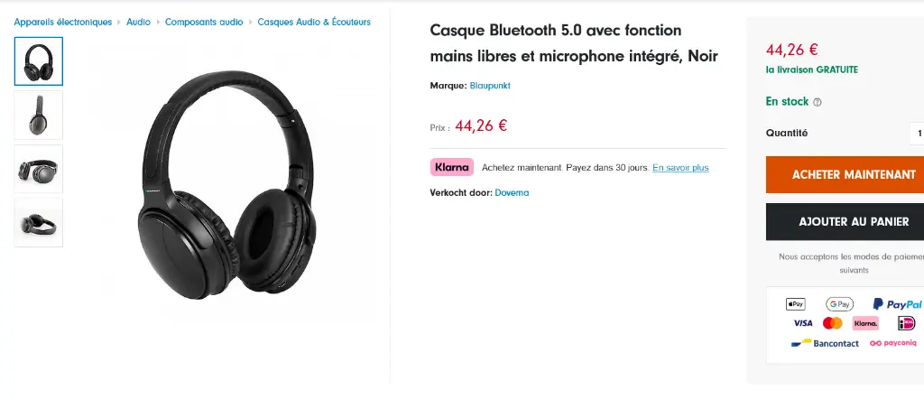 Screenshot 2024-11-09 at 17-52-43 Casque Bluetooth 5.0 avec fonction mains libres et microphone intégré Noir Fruugo BE.webp