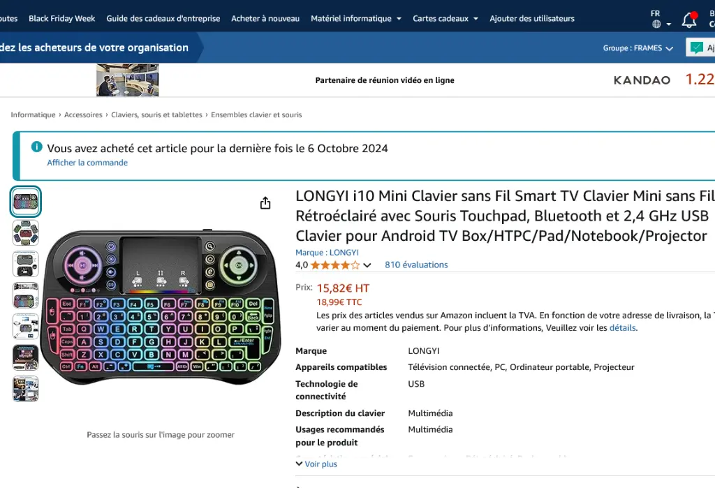 Screenshot 2024-11-13 at 16-08-16 LONGYI i10 Mini Clavier sans Fil Smart TV Clavier Mini sans Fil Rétroéclairé avec Souris Touchpad Bluetooth et 2 4 GHz USB Clavier pour Android TV Box_HTPC_Pad_Notebook_Projector Amazon.fr Informat[...].webp