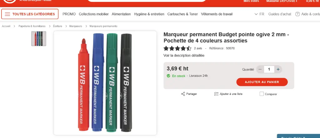 Screenshot 2024-11-18 at 16-05-53 Marqueur permanent Budget pointe ogive 2 mm - Pochette de 4 couleurs assorties sur bruneau.be.webp