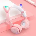 CASQUE AUDIO POUR ENFANTS avec oreilles led , PORT CARTE MINI SD  WIRELESS BLUETOOTH 5.0 EDR BTEBR47 ROSE