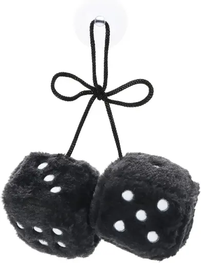 DUO DE DES EN FOURRURE POUR DECORATION VOITURE VINTAGE GRAND NOIR