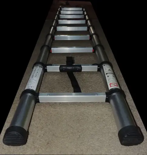 Échelle télescopique de 2.60 m, en aluminium, polyvalente, facile à utiliser, charge maximale de 150 kg, argenté