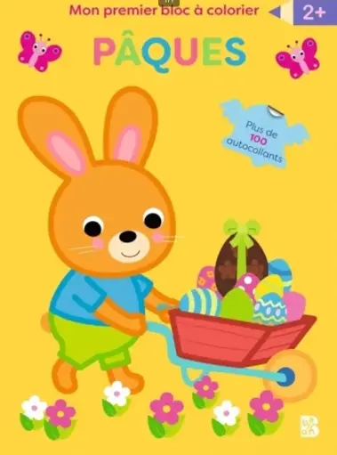 Mon premier Bloc à colorier avec autocollants LAPIN BROUETTE