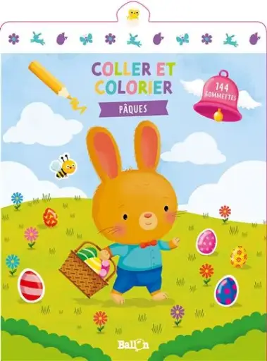 LIVRE Colle et colorier LAPIN CLOCHE ABEILLE